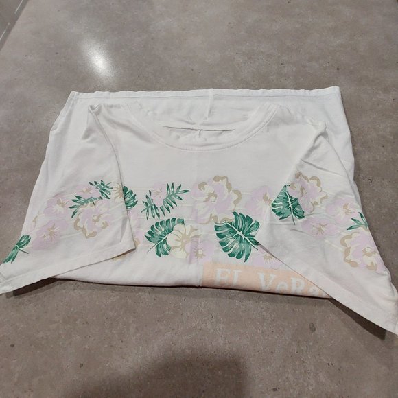 CC COLLECT Women's 100% Cotton White Short Sleeves w/Floral Print Tee - Medium - Picture 10 of 13